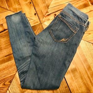express skinny ankle jeans w/ raw hem